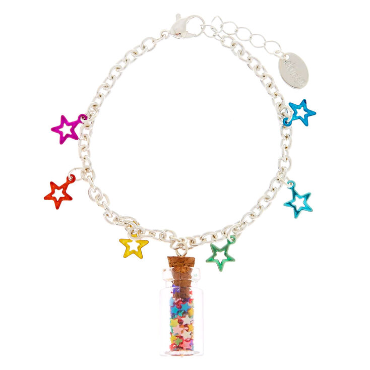 Silver Rainbow Star Bottle Charm Bracelet,