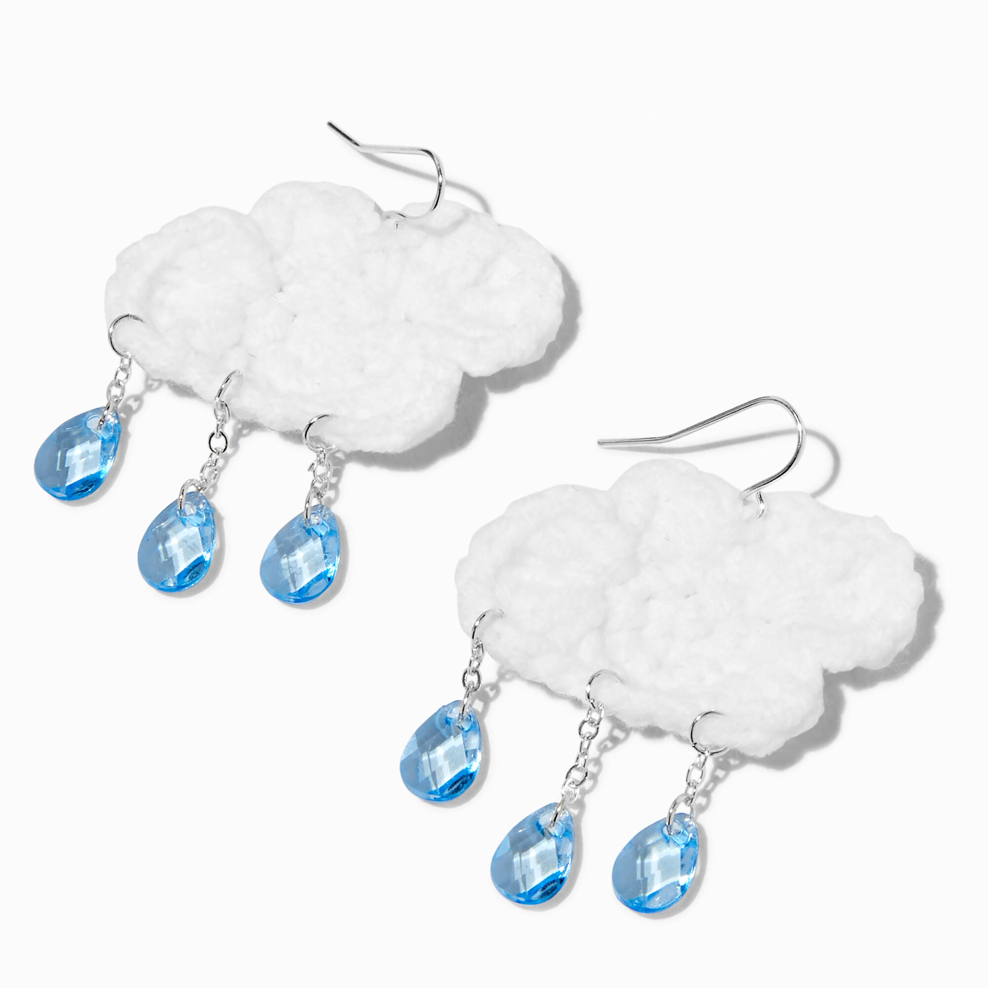 White Cloud Blue Raindrop Drop Earrings,