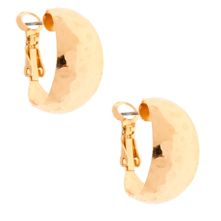 Gold 20MM Hammered Hoop Earrings,