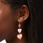 Triple Gemstone Heart 2&quot; Drop Earrings,