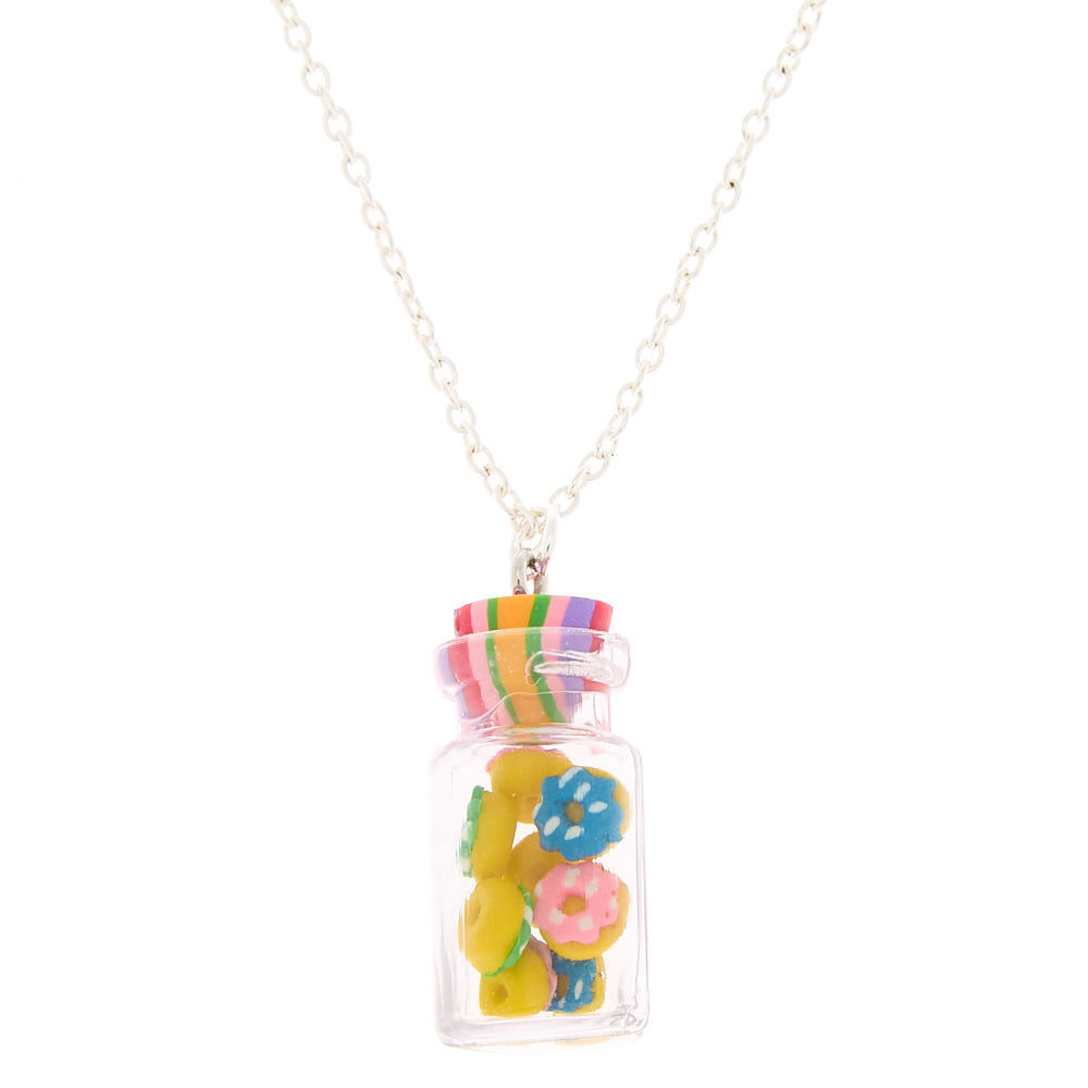 Rainbow Donut Bottle Pendant Necklace Claire s US