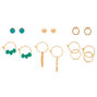 Gold Bead Mixed Earrings - Turquoise, 6 Pack,