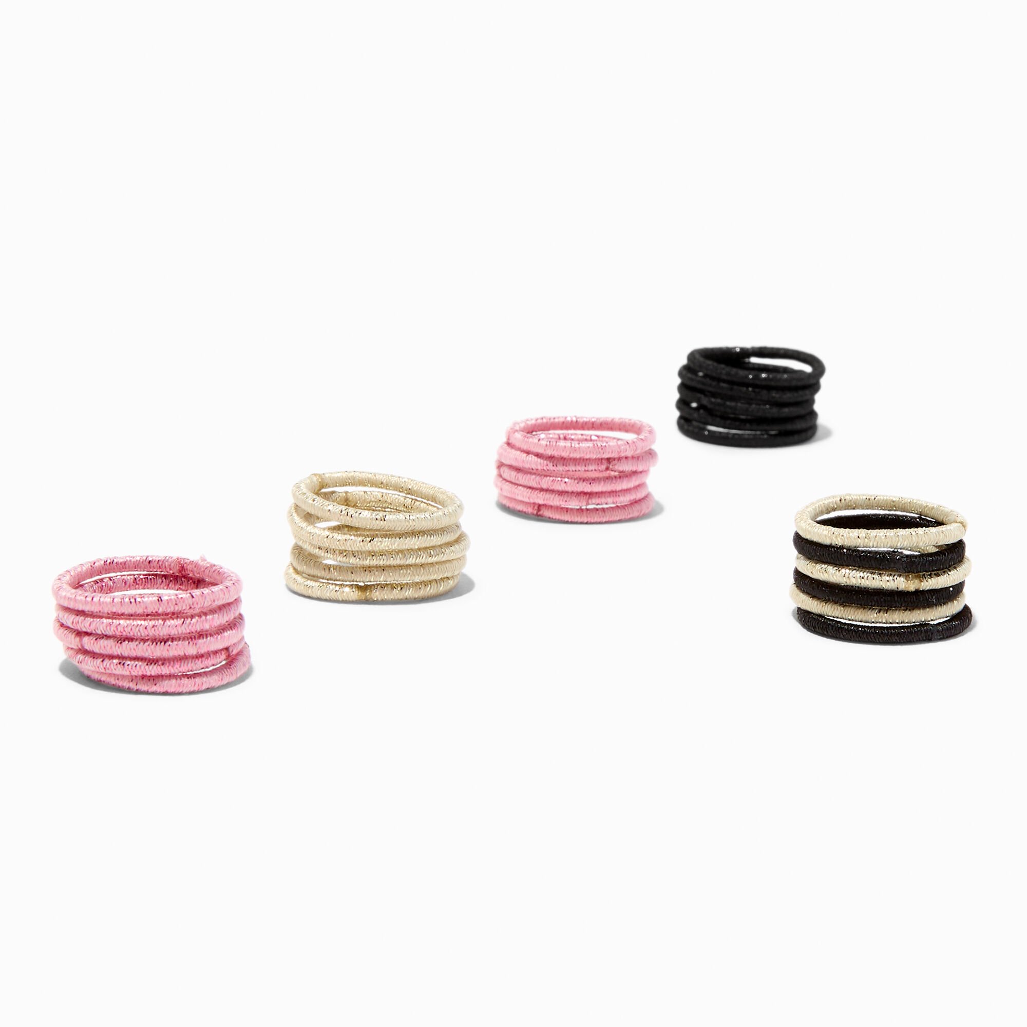 View Claires Mixed Neutrals Lurex Small Hair Ties 30 Pack Pink information