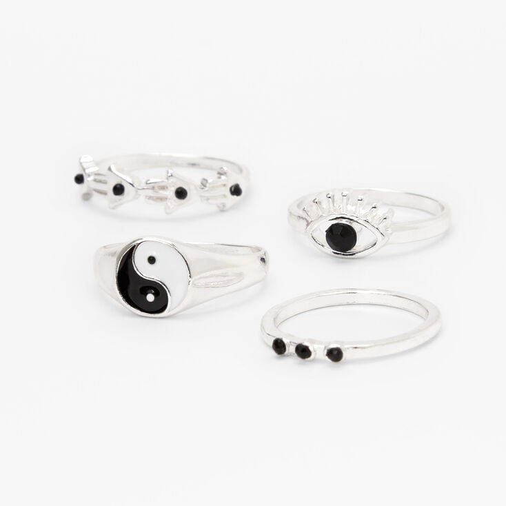 Silver Yin-Yang Mystical Rings - 4 Pack,
