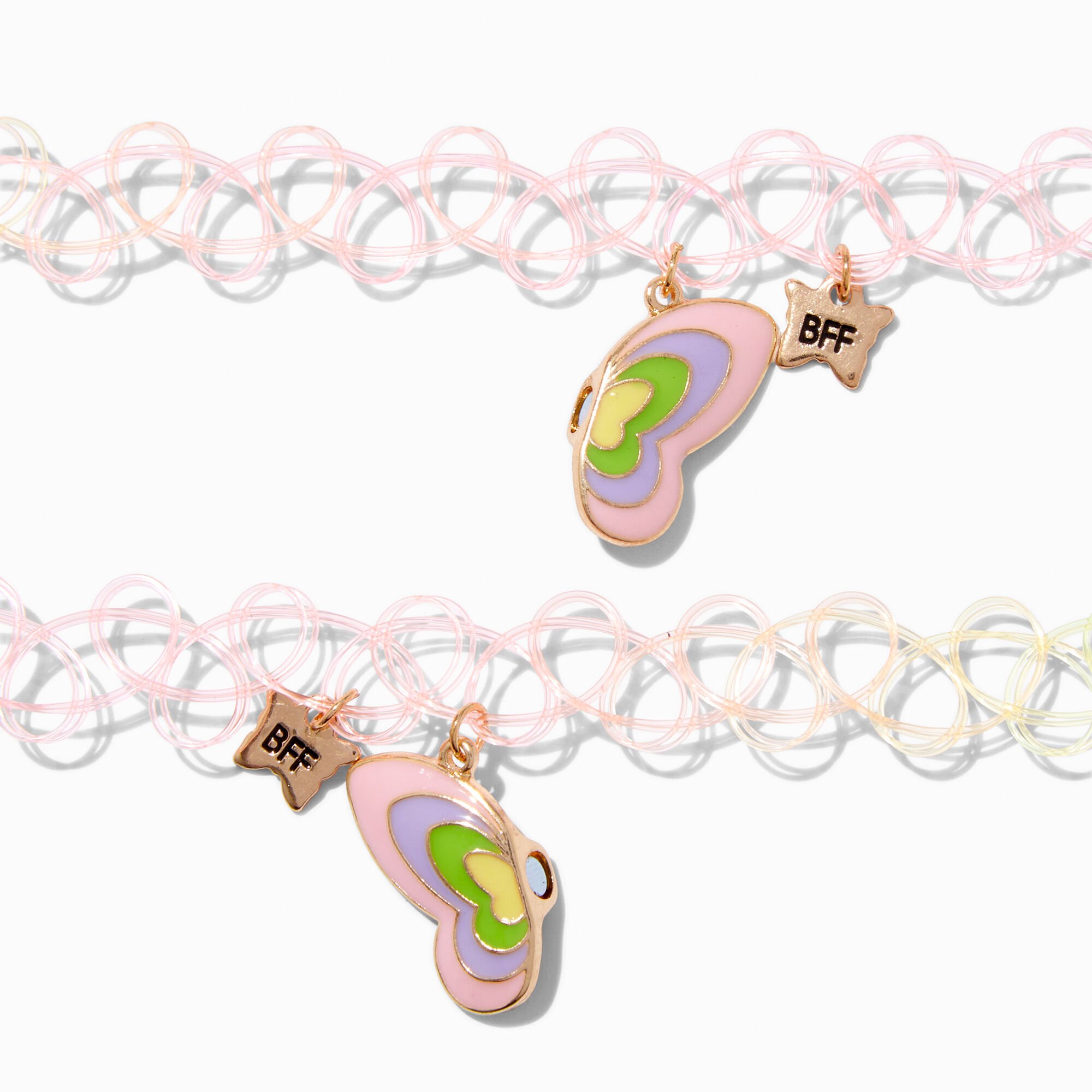 Best Friends Pulse Butterfly Tattoo Choker Necklaces - 2 Pack,