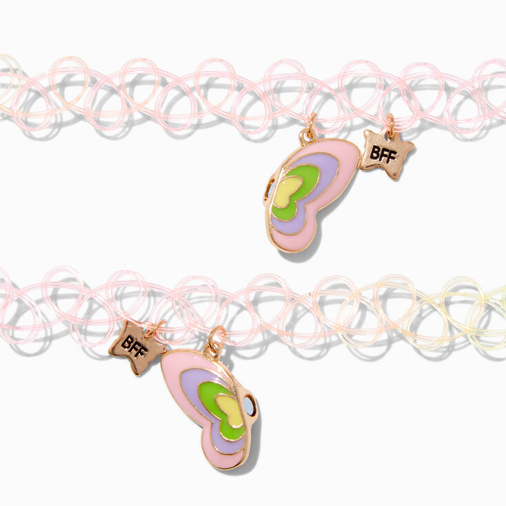 Best Friends Pulse Butterfly Tattoo Choker Necklaces - 2 Pack,