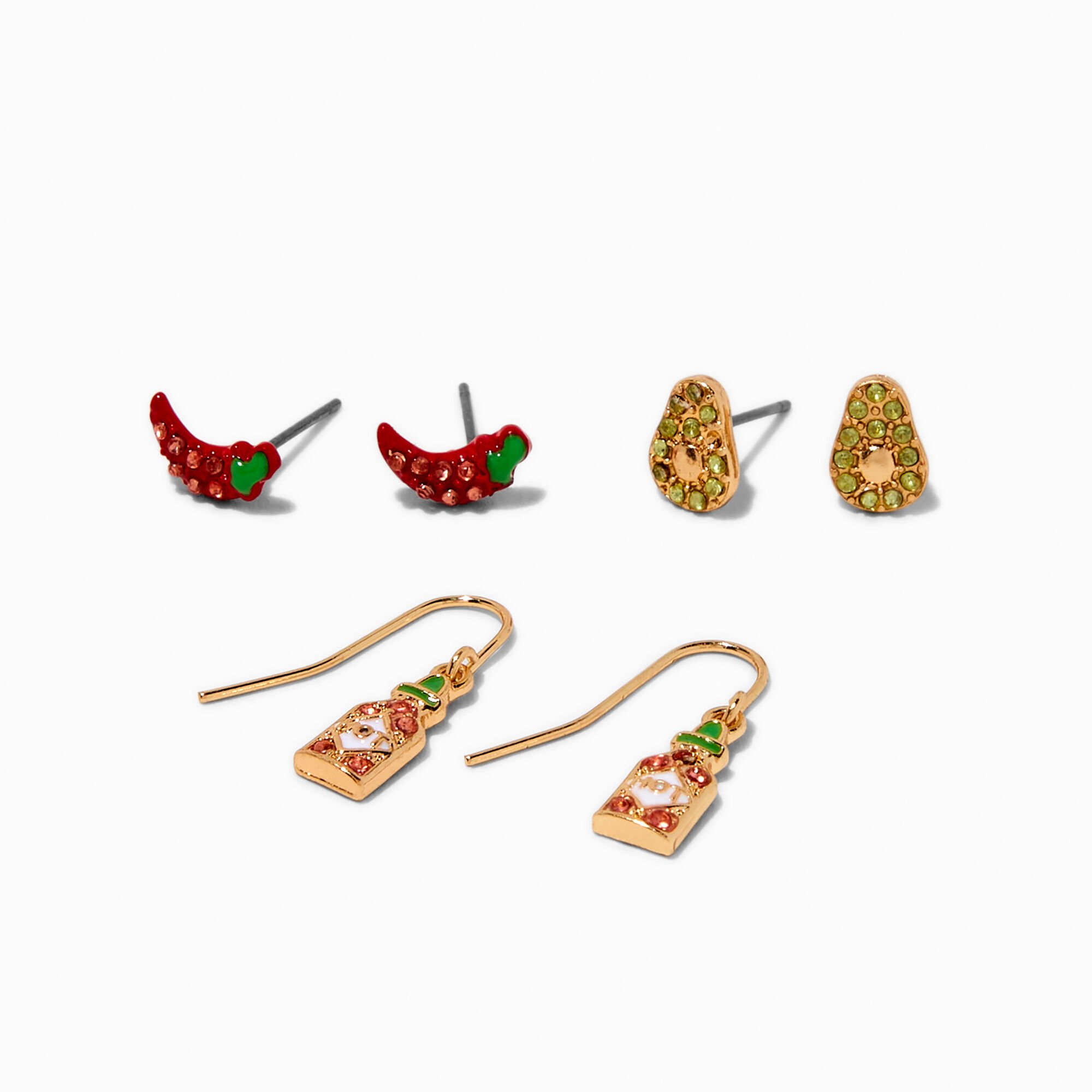 Spicy Icons Stud Earrings - 3 Pack,
