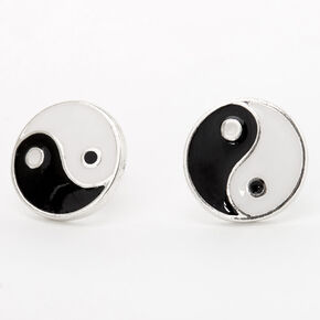 Silver Yin Yang Stud Earrings,