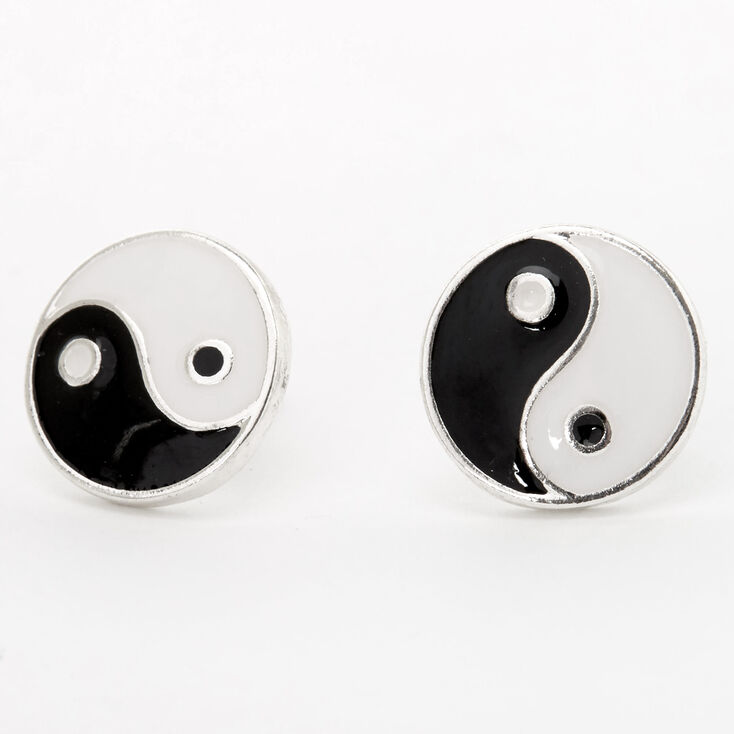 Silver Yin Yang Stud Earrings,