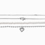 Silver-tone Heart &amp; Pearl Chain Bracelets - 4 Pack ,