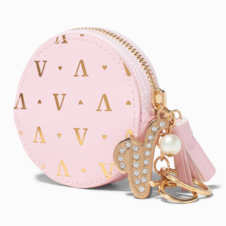 Golden Initial Coin Purse - V,