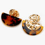 Gold 1.5&quot; Half Moon Tortoiseshell Clip On Drop Earrings,