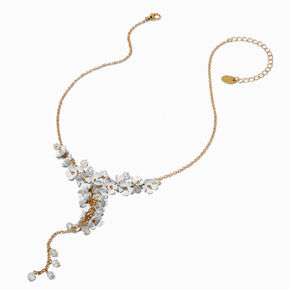 White Flower Y-Neck Necklace,