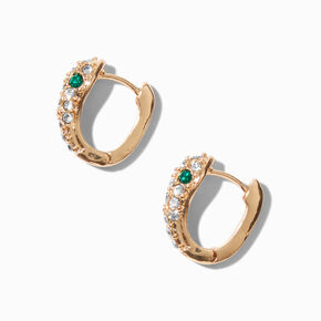 Gold-tone Pav&eacute; Snake Huggie Hoop Earrings,