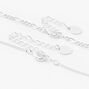 Silver Initial Hexagon Pendant Chain Necklace Set - 2 Pack, L,