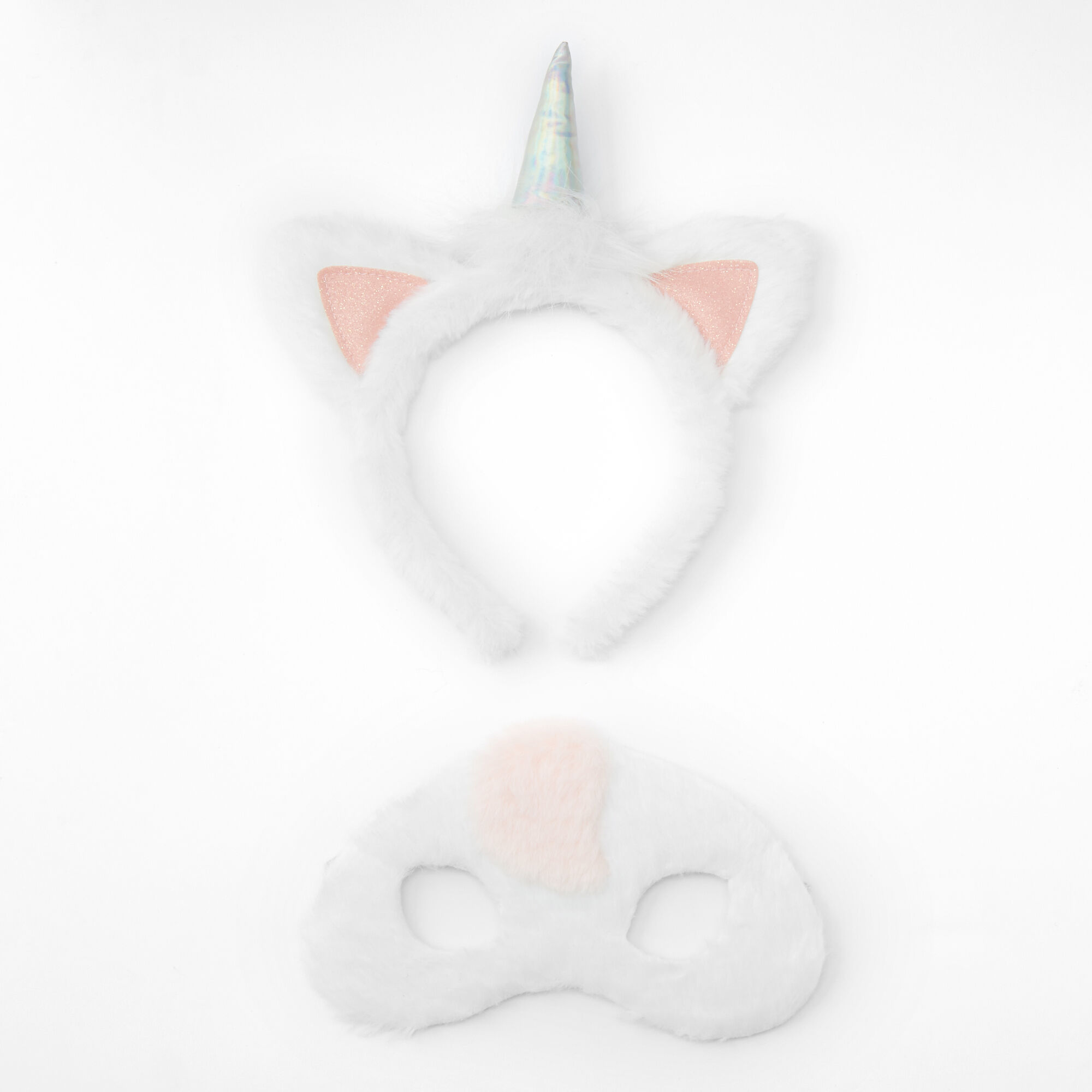 Lot serre-tête et masque de licorne - Blanc, lot de 2