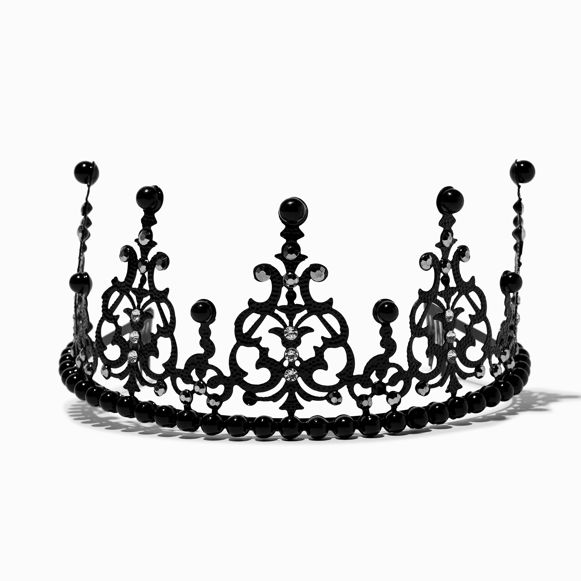 Serre-tête diadème en strass et filigrane noir,