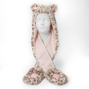 Claire&#39;s Club Leopard Hood &amp; Mittens - Pink,