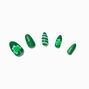 St. Patrick&#39;s Day Shamrocks Stiletto Press On Faux Nail Set - 24 Pack,