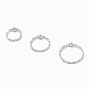 Silver Ball Twisted 20G Nose Rings - 3 Pack,
