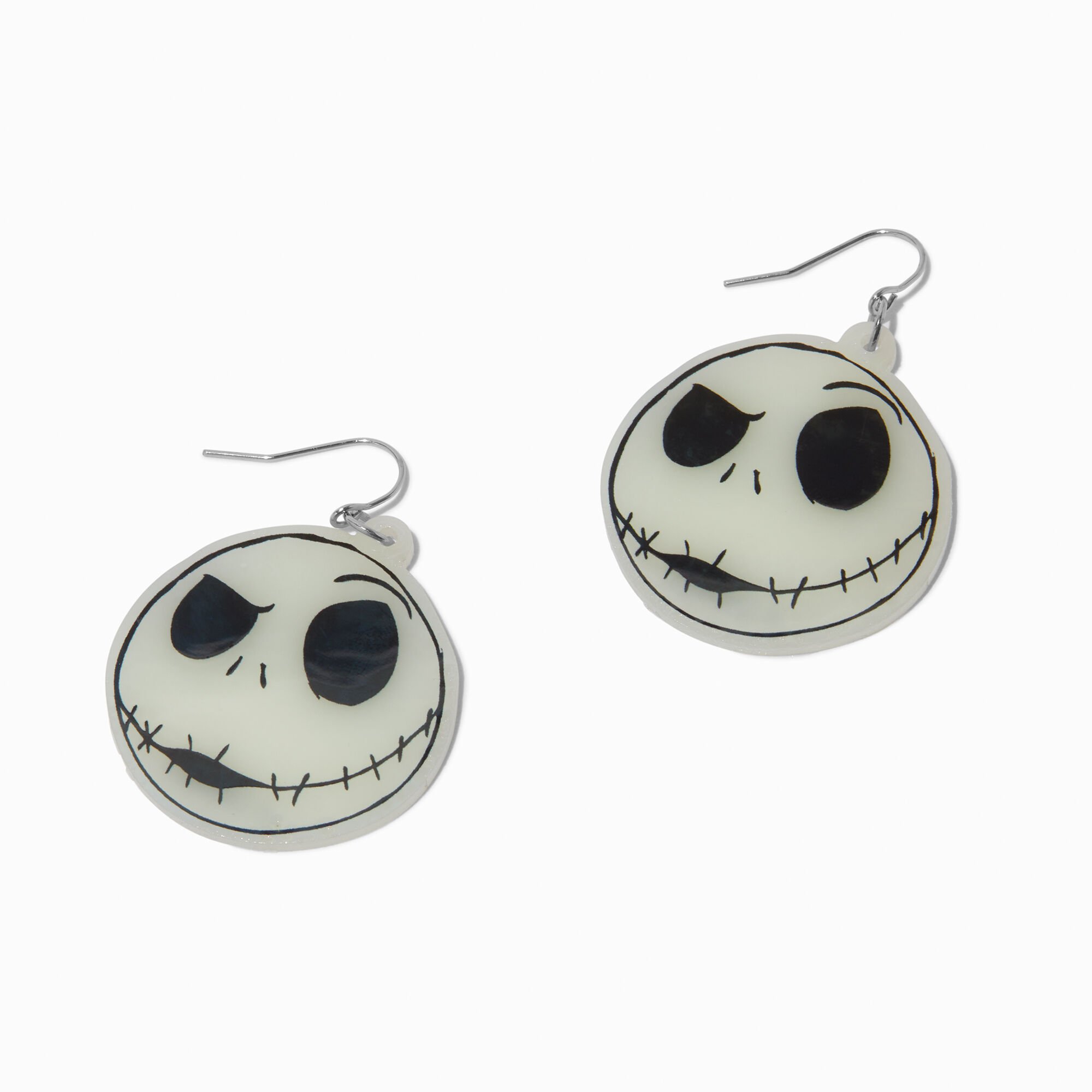 Disney Tim Burton's The Nightmare Before Christmas Claire's Exclusive Glow in the Dark Jack Skellington Drop Earrings,