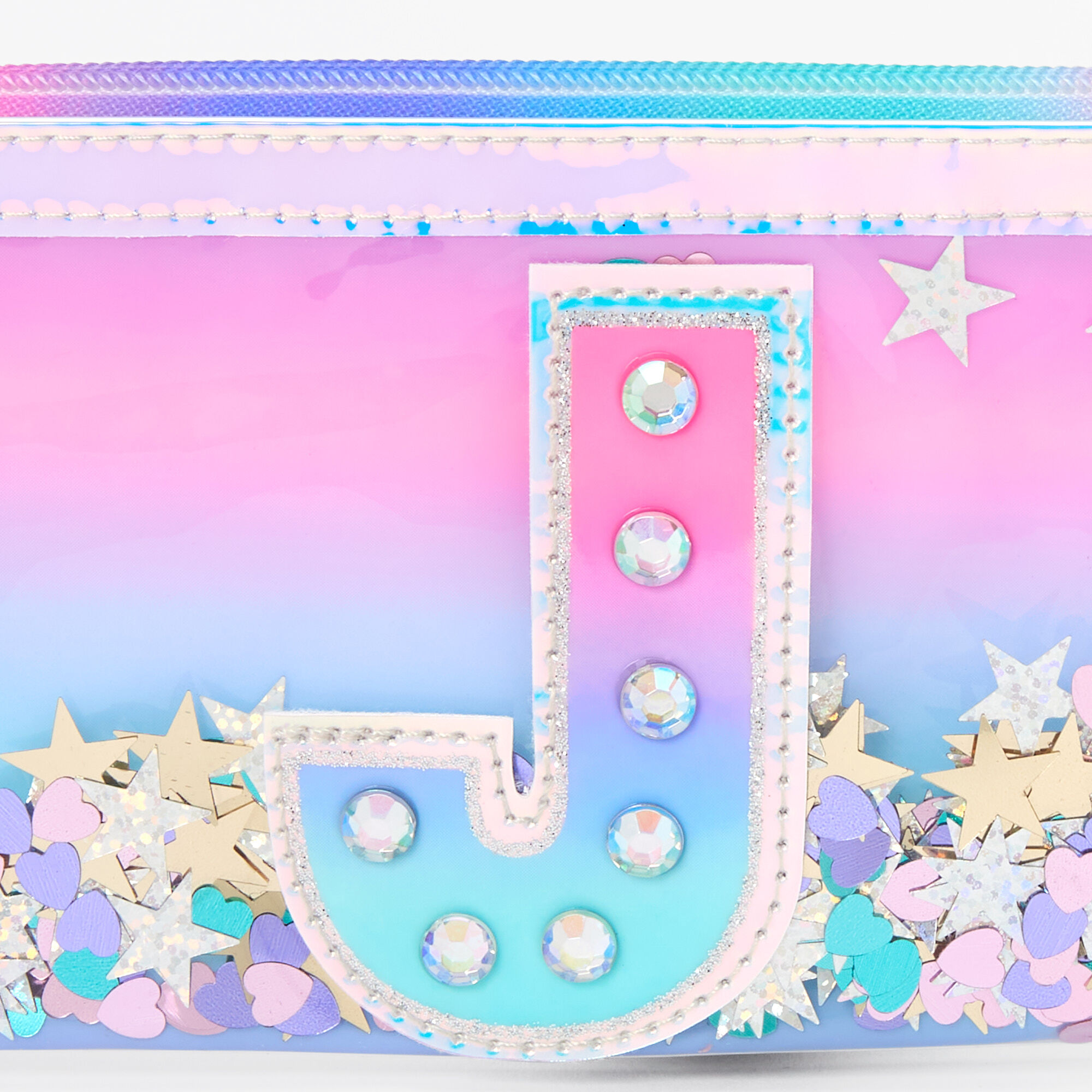 Ombre Sequin Initial Pencil Case - J,