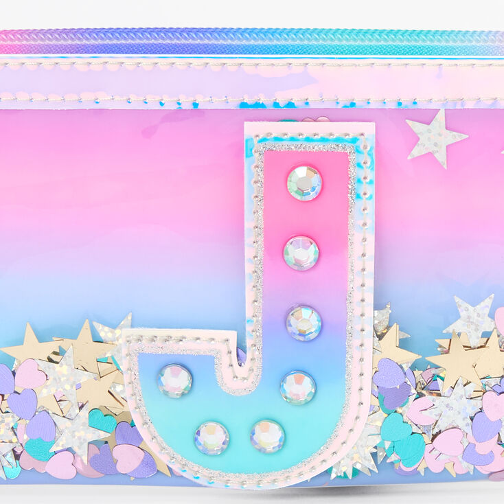 Ombre Sequin Initial Pencil Case - J,
