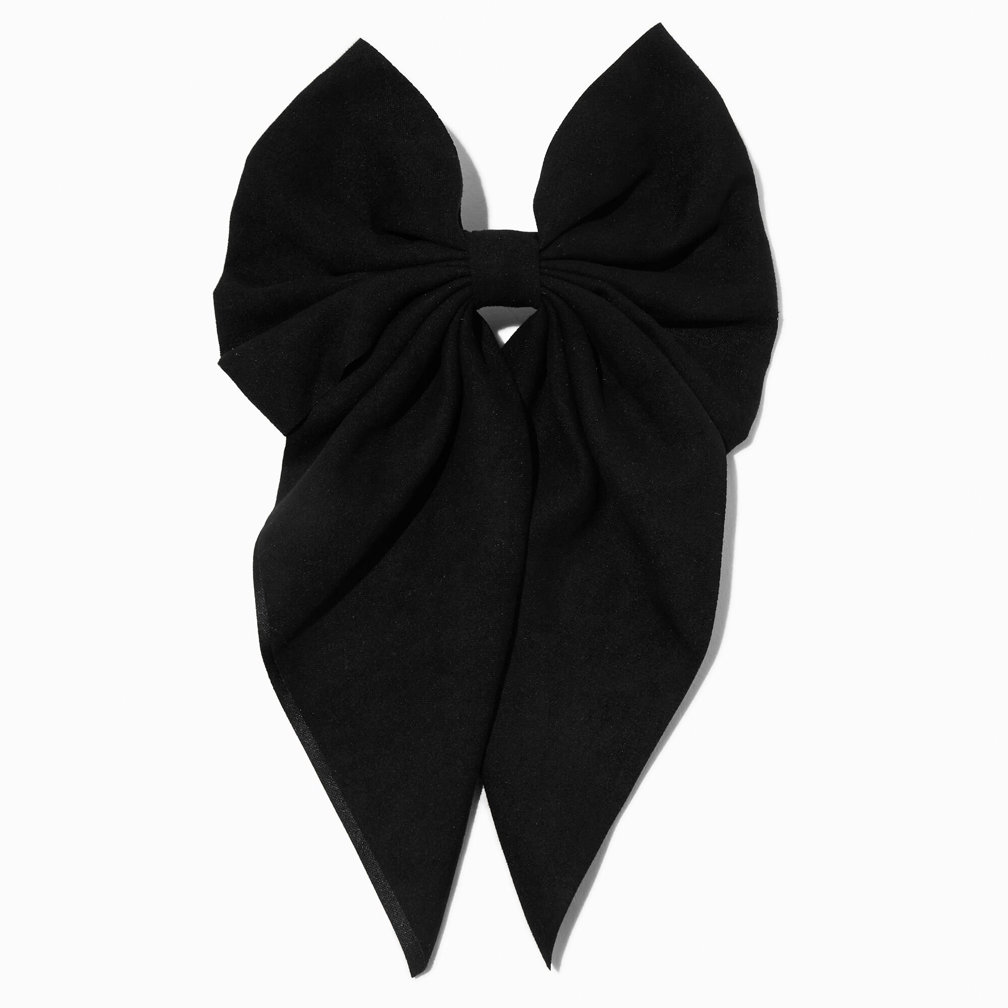 Black Suede Hair Bow Clip,