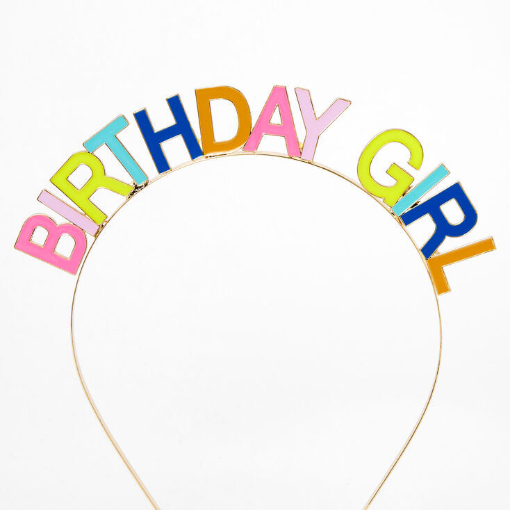 Gold Birthday Girl Rainbow Headband,