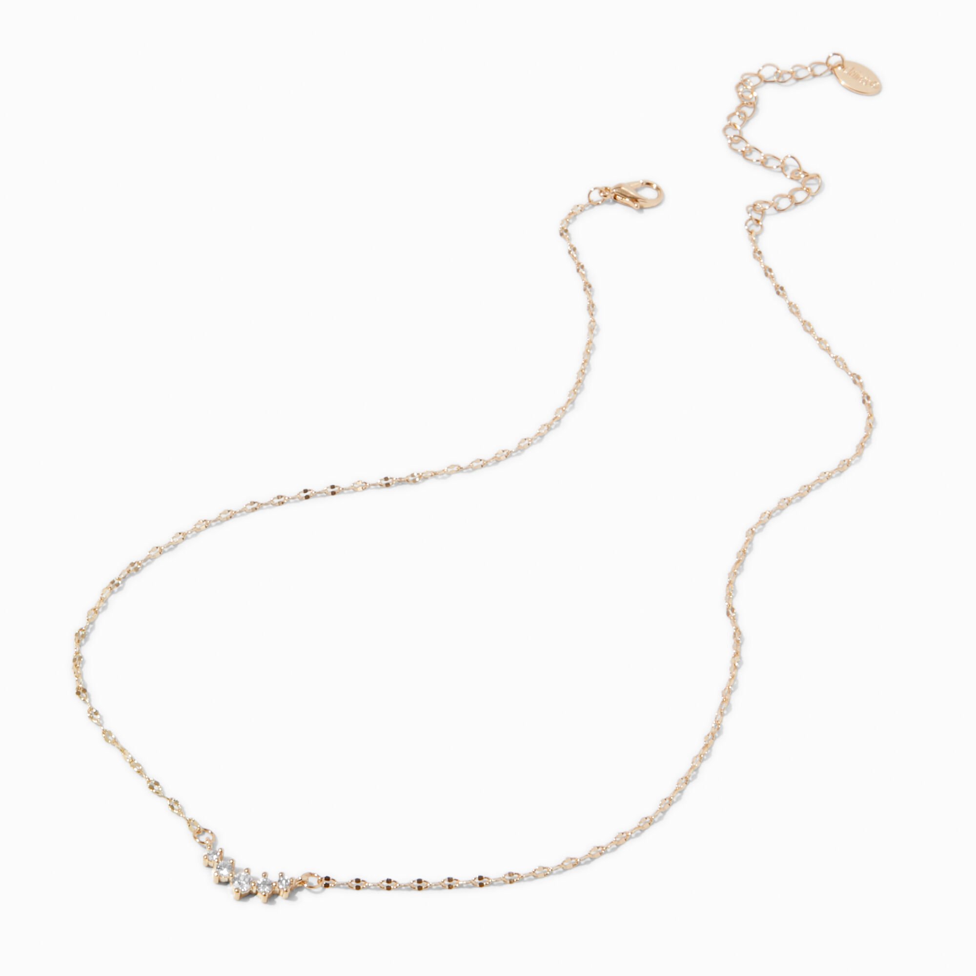 Gold-tone Crystal Crescent Pendant Necklace,