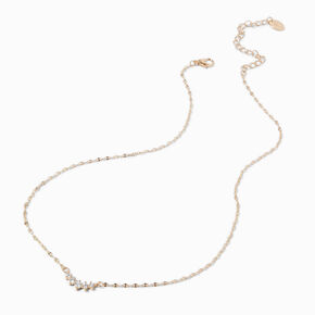 Gold-tone Crystal Crescent Pendant Necklace,