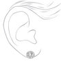 Silver-tone Round Cubic Zirconia Halo Stud Earrings,