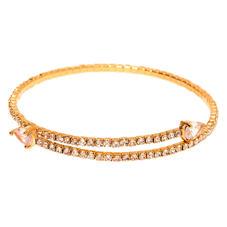 Gold Rhinestone Teardrop Cuff Bracelet,