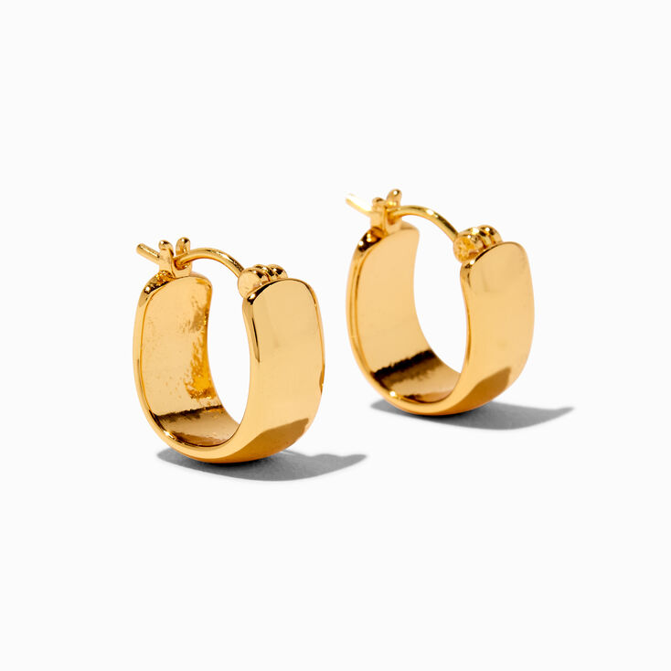 C LUXE by Claire&#39;s 18k Yellow Gold Plated Wide Huggie Hoop Earrings,