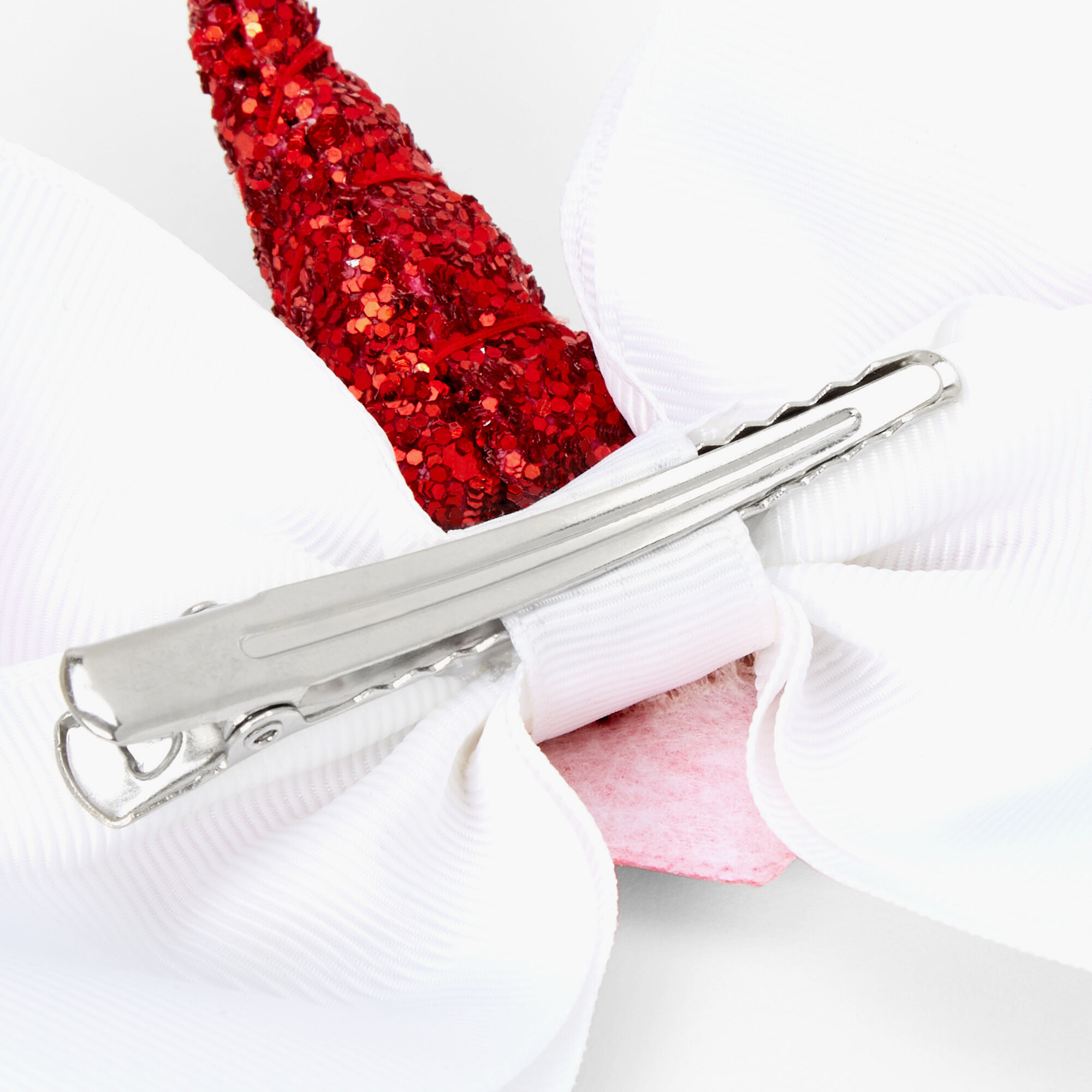 Valentine's Day Glitter Unicorn Hair Bow Clip,