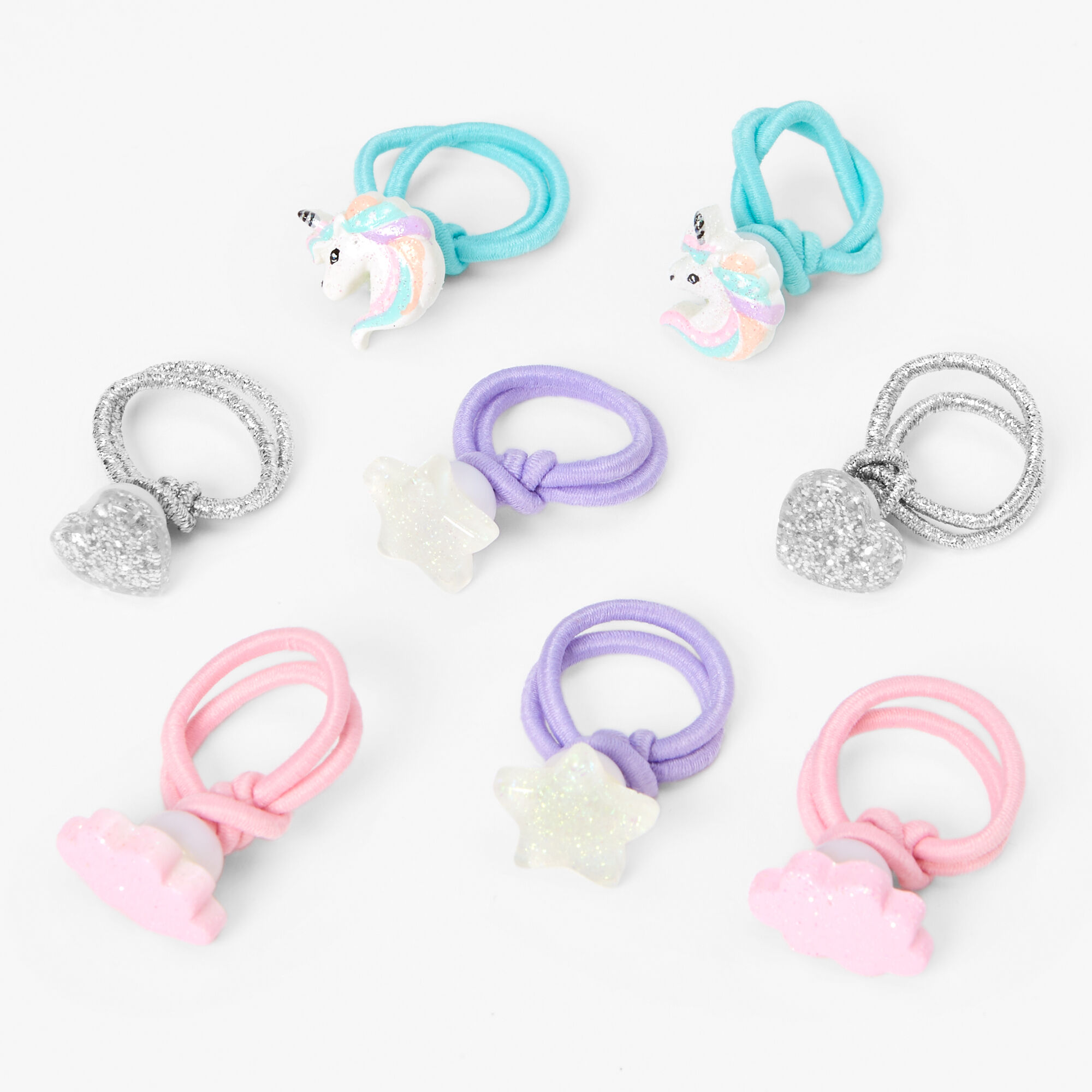 Claire's Club Glitter Unicorn Polyresin Hair Ties (8 pack),