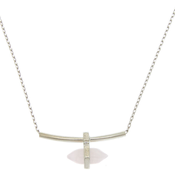 Claire's Collier à pendentif barre compassion en quartz rose