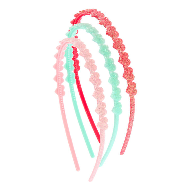 3 Pack Kids Pastel Glitter Hearts Headband Set,