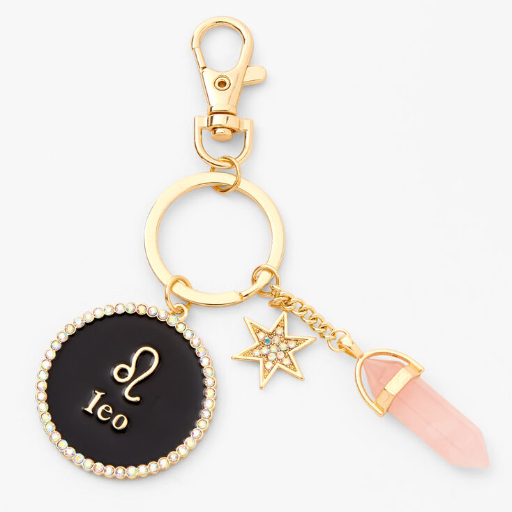 Gold Mystical Gem Zodiac Keyring - Leo,