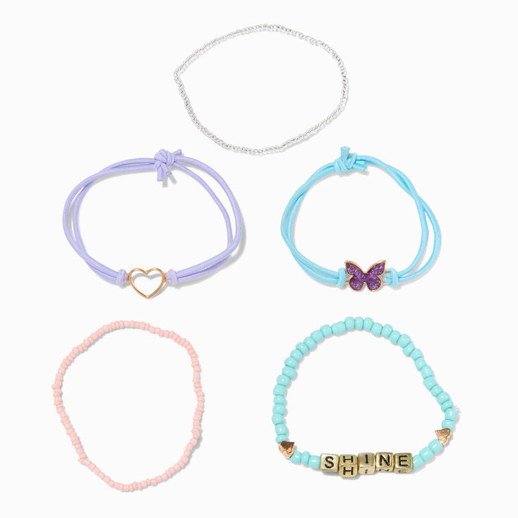 Shine Novelty Beaded Stretch Bracelets - 5 Pack,