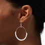 Silver 60MM White Beaded Hoop Drop Earrings,