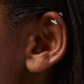 Boucles d&#39;oreilles cartilage g&eacute;om&eacute;trique argent&eacute;es 1.3mm - Lot de 3,