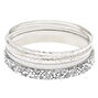 Silver Glitter Bangle Bracelets - 5 Pack,