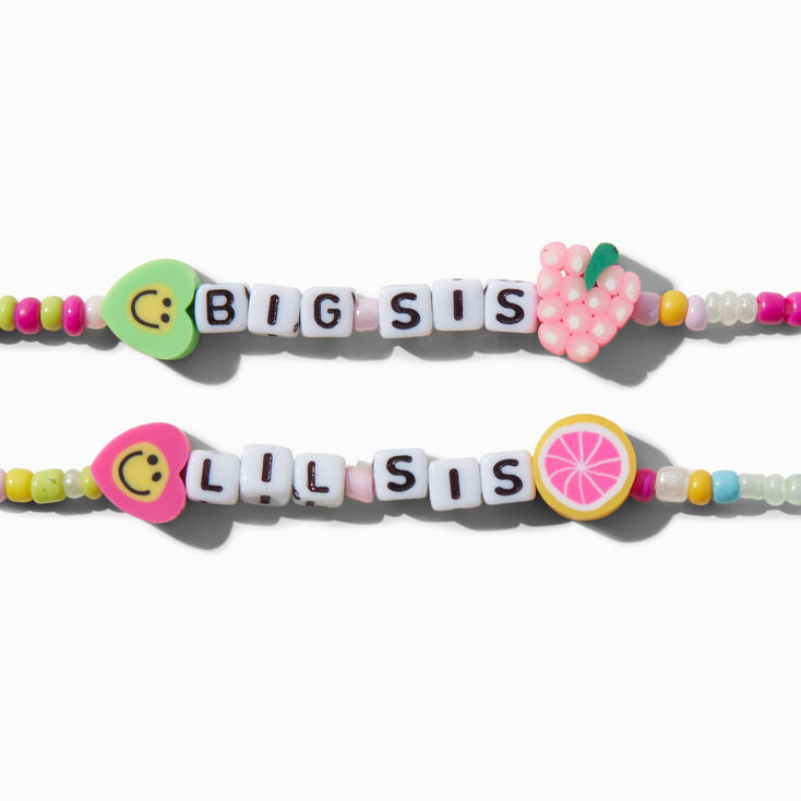 Bracelets &eacute;lastiques perl&eacute;s Big Sis et Little Sis best friends&nbsp;- Lot de 2,