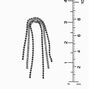 Hematite Rhinestone Horse Tail Fringe 3&quot; Drop Earrings,