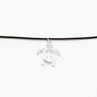 Silver Peace Turtle Charm Black Cord Choker Necklace,