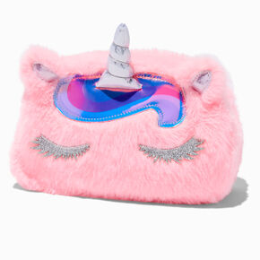 Pink Unicorn Furry Makeup Bag,