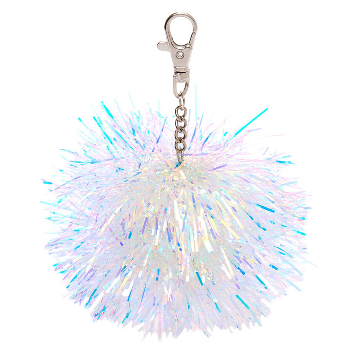 Claire's Porte-clés pompon avec guirlandes holographiques