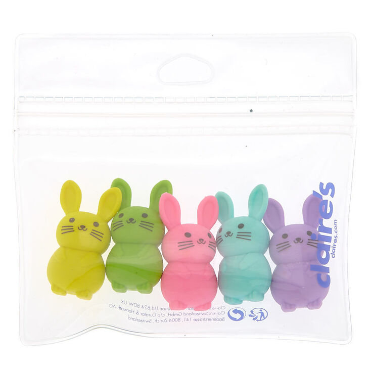 Rainbow Bunny Erasers - 5 Pack,