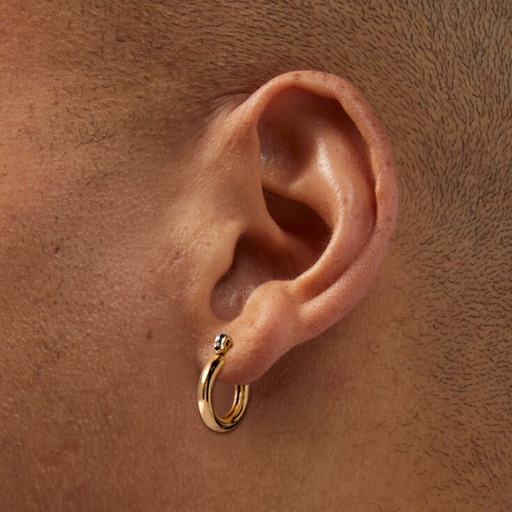 Gold-tone Tube 10mm Hoop Earrings,